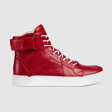 gucci signature high-top sneaker red|Gucci high top sneakers beige.